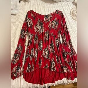 Free People Vintage Bell Sleeve Plunge Top